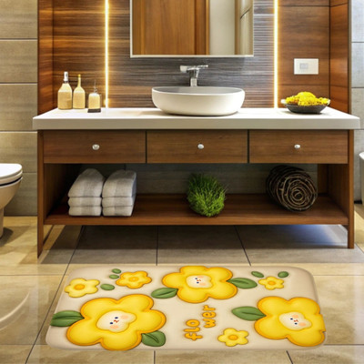 aavnam Rubber Bathroom Mat(Multicolor, White, Green, Free)