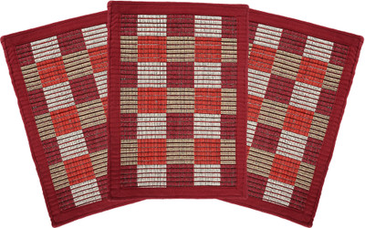 KUBER INDUSTRIES Polyester Door Mat(Maroon, Medium, Pack of 3)