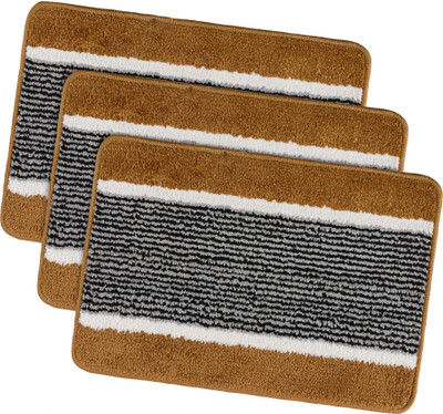 KUBER INDUSTRIES Microfiber Door Mat(Gold, Medium, Pack of 3)