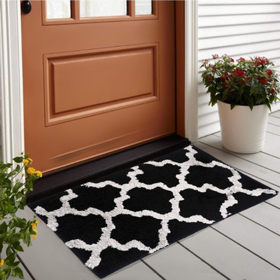 MINGET Microfiber Door Mat(Doormat90WhiteBlack, Large)