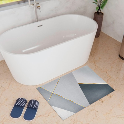 KUBER INDUSTRIES Polyester Bathroom Mat(Gray, Medium)