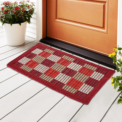 KUBER INDUSTRIES Polyester Door Mat(Maroon, Medium)