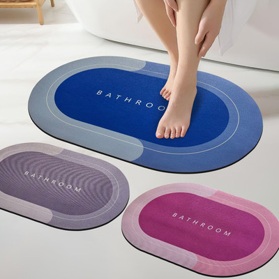 GRISHVA Rubber Bathroom Mat(Multicolor, Medium, Pack of 2)