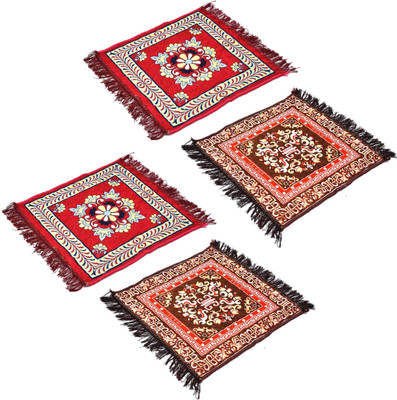 StarLoom EZ Velvet Prayer Mat(Red & Brown, Large, Pack of 4)