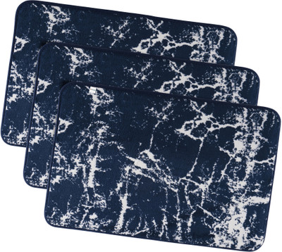 HOMESTIC by Kuber Industries Polyester Door Mat(Navy Blue, Free, Pack of 3)