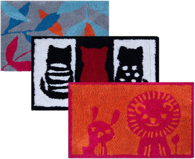 RRcrafts Cotton Door Mat(Multicolor, Medium, Pack of 3)