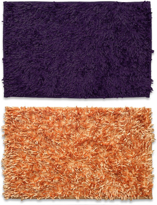 EXOTICE Polyester Door Mat(Purple & Gold, Medium, Pack of 2)
