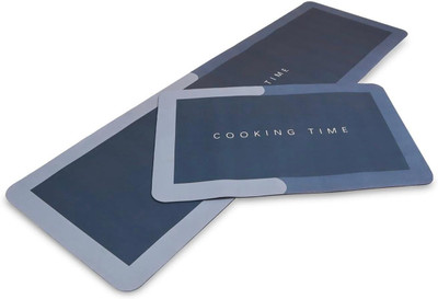 AKDC PVC (Polyvinyl Chloride) Kitchen Mat(Grey, Free, Pack of 2)