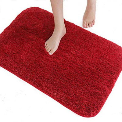 Chhogli Microfiber Bathroom Mat(Red, Small)