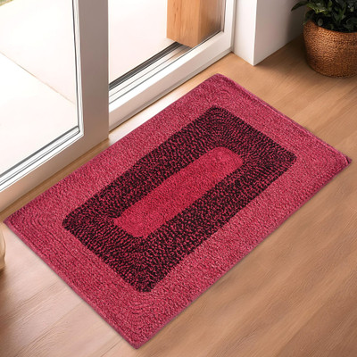 KUBER INDUSTRIES Cotton Door Mat(Maroon, Large)