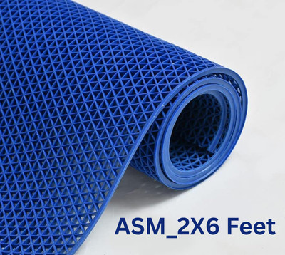 UNOX Rubber Door & Floor Mat(Anti Skid Mat For Bathroom,Kitchen,Home,Shower,Pool,Office Use, Blue 2x6 FT, Large)