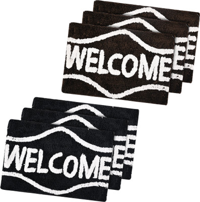 KUBER INDUSTRIES Microfiber Door Mat(Black, Brown, Medium, Pack of 6)