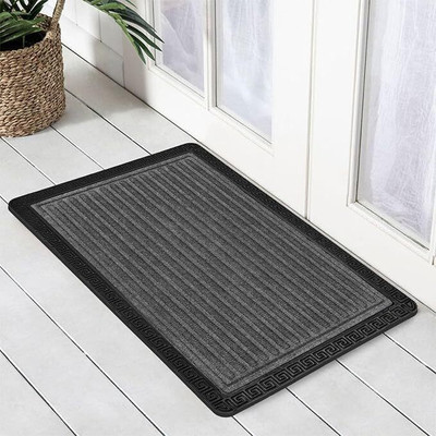Home Flix Mart Rubber Door & Floor Mat(Grey-Line, Large)