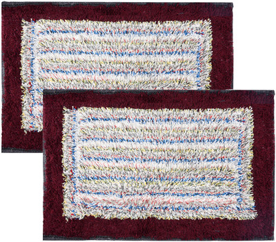 KUBER INDUSTRIES Microfiber Door Mat(Maroon, Medium, Pack of 2)