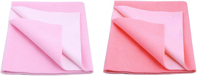 SBTs Cotton Baby Bed Protecting Mat(Pink, Salmon Rose, Pack of 2, Medium)