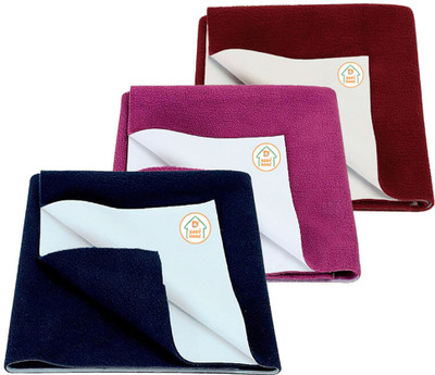 D BABY HOME Cotton Baby Bed Protecting Mat(Dark Blue + Rani Pink + Maroon, Pack of 3, Large)