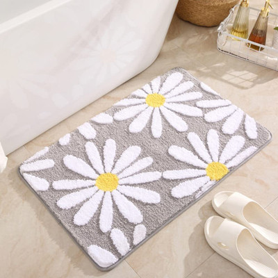 VIKCLIQUE Microfiber Door Mat(GreyFloral, Large)