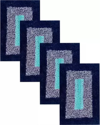 RADHE KRISHNA HANDLOOM Cotton Door Mat(Blue6, Small, Pack of 4)