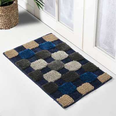 MINGET Microfiber Door Mat(Doormat140BlackGreyBlue, Large)