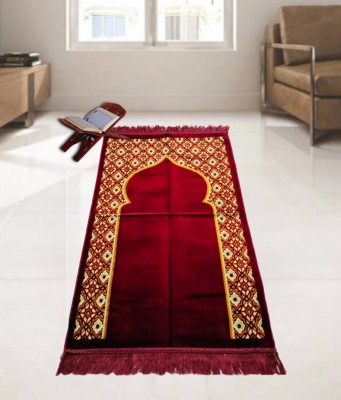 Musalla JaNamaz Velvet Prayer Mat(Maroon, Large)