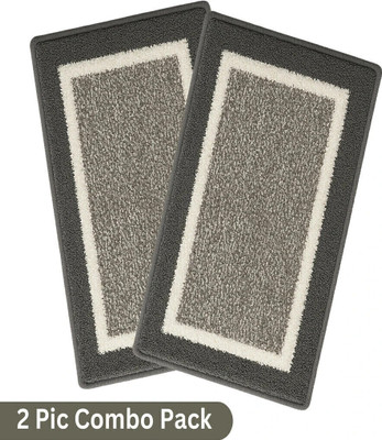 Snug Step Cotton Door Mat(Grey, Large, Pack of 2)
