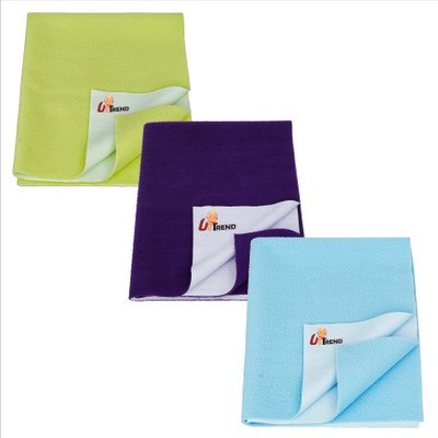 UpTrend Cotton Baby Bed Protecting Mat(GREEN, PLUM, SKY BLUE, Pack of 3, Small)