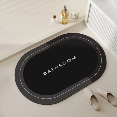 ED EXDAS Rubber Bathroom Mat(Black, Medium)