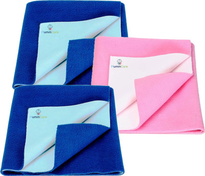 MummCare Cotton Baby Bed Protecting Mat(Blue, Blue, Pink, Small, Pack of 3)