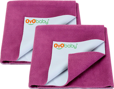 Oyo Baby Cotton Baby Bed Protecting Mat(Rani Pink, Pack of 2, Small)