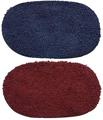 KUBER INDUSTRIES Cotton Door Mat(Red, Blue, Large, Pack of 2)