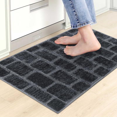 SR CREATIONS Grey Polyester Carpet(30 cm,  X 42 cm, Rectangle)
