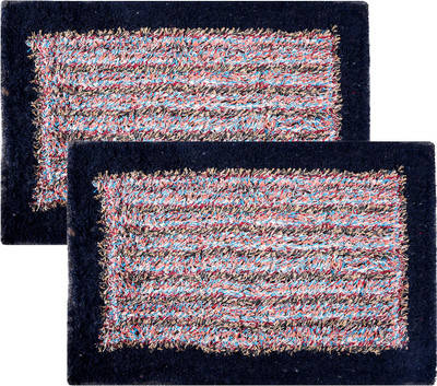 KUBER INDUSTRIES Microfiber Door Mat(Dark Blue, Medium, Pack of 2)