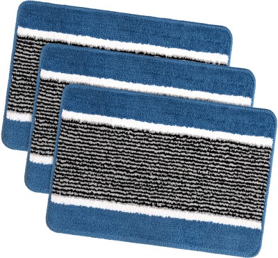 KUBER INDUSTRIES Microfiber Door Mat(Blue, Medium, Pack of 3)