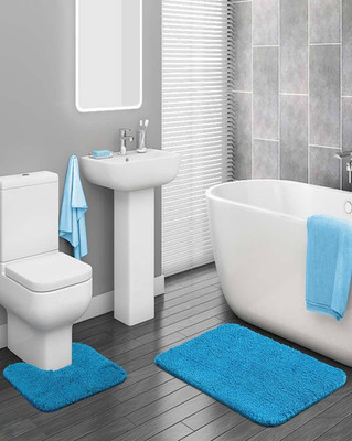 AtoZ Polyester Bathroom Mat(blue-teal, Pack of 2, Large)