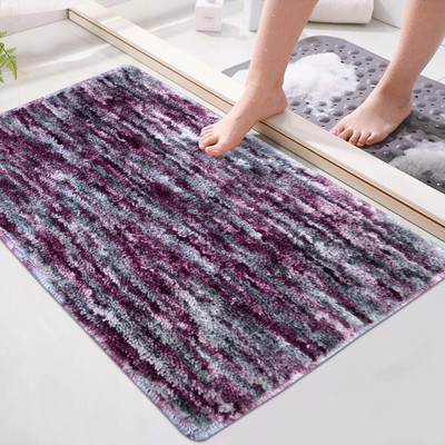 LADLI JEE Microfiber Bathroom Mat(Purple, Grey, Medium)