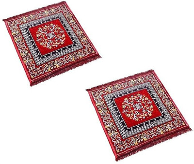 KIRODIWAL DECORE Velvet Prayer Mat(Red, Pack of 2, Large)