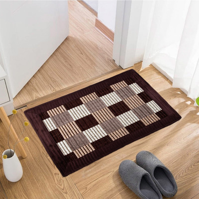 KUBER INDUSTRIES Polyester Door Mat(Brown, Medium)