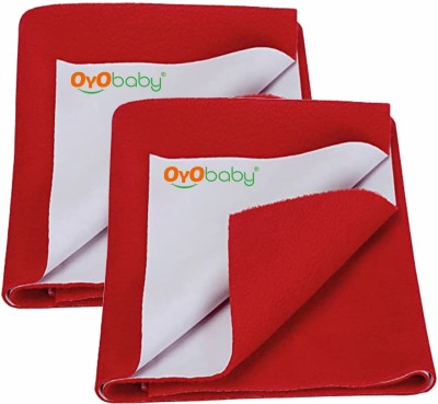 Oyo Baby Cotton Baby Bed Protecting Mat(Red, Large, Pack of 2)