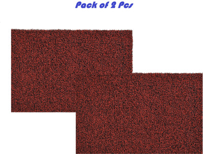 ZUCLLIN Rubber Door & Floor Mat(Maroon Black, Pack of 2, Medium)