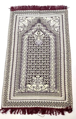 Anjum Cotton Prayer Mat(Maroon, Grey, Large)