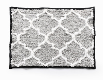 AAZEEM Microfiber Bathroom Mat(Grey, White, Free)