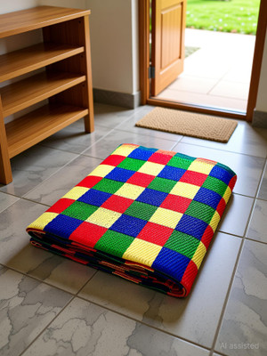 F K Industries Plastic Chatai Mat(Multicolor, Large)