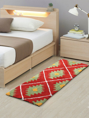 RRcrafts Cotton Floor Mat(Red, Large)