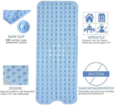 Veloxi EXIM PVC (Polyvinyl Chloride) Bathroom Mat(Blue, Large)