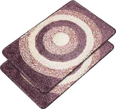 KUBER INDUSTRIES Microfiber Door Mat(Purple, Pack of 2, Large)