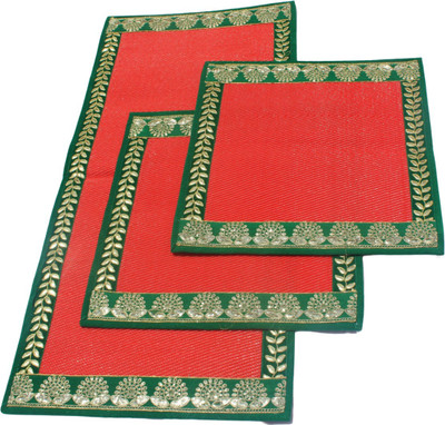 sajawat Plastic Chatai Mat(Red, Medium, Pack of 3)