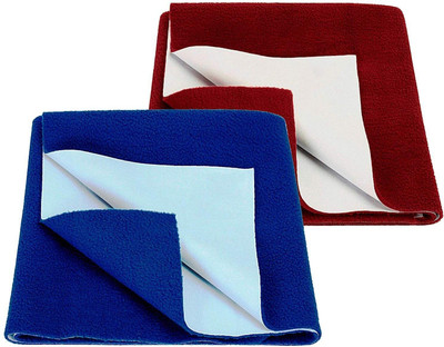 SBTs Cotton Baby Bed Protecting Mat(Royal Blue, Maroon, Pack of 2, Large)