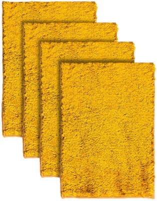 Crown Home Microfiber Bathroom Mat(Yellow, Medium, Pack of 4)