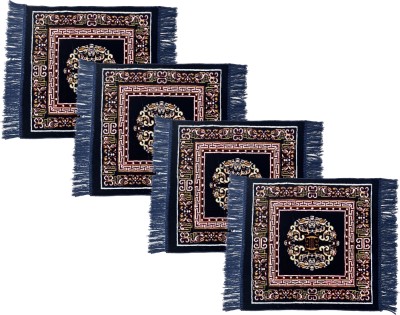 DEESAK Velvet Prayer Mat(Dark Blue, Medium, Pack of 4)