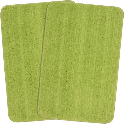 Saral Home Microfiber Bathroom Mat(Green, Medium, Pack of 2)